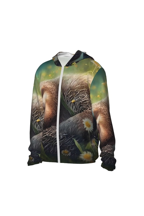 Daisy Sleeping Sloth Women's Men's UPF 50+ Sun Protection Hoodie Shirt Long Sleeve SPF Fishing Outdoor UV Hiking Lightweight Shirts-