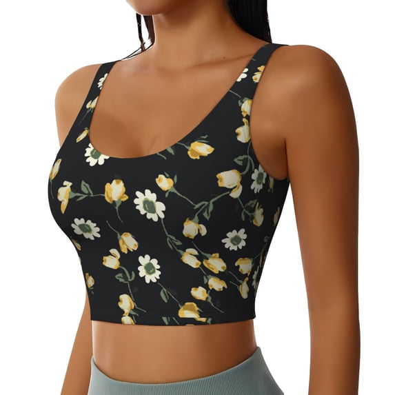 Picia Daisy Sports Bra for Women,Padded Strappy Sports Bras Medium Support Yoga Bra with Removable Cups,Running Yoga Bra-XX-Large