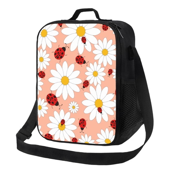Picia Daisy and Ladybug Lunch box Lunch bag for men women Large capacity Lunchbox Reusable Lunch bags Insulated Lunch bag Lunch box cooler