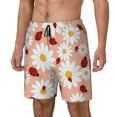 thumbnail image 1 of Picia Daisy and Ladybug pattern Mens Swim Trunks with Compression Liner Stretch Beach Shorts Quick Dry with Zipper Pockets No-Chafing Board Shorts-, 1 of 1