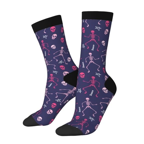 Picia Dance Skull Star Print Athletic Socks for Men & Women – Cushioned Moisture-Wicking Crew Socks for Sports, Running, and Training, Soft & Breathable Size 5-11