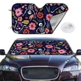 thumbnail image 1 of Picia Dancing Skeletons Floral Garden Curved Windshield Sunshade Accordion Folding Style Auto Shade for Car Truck SUV Van Blocks UV Ray Sun Visor Protector -Medium, 1 of 7