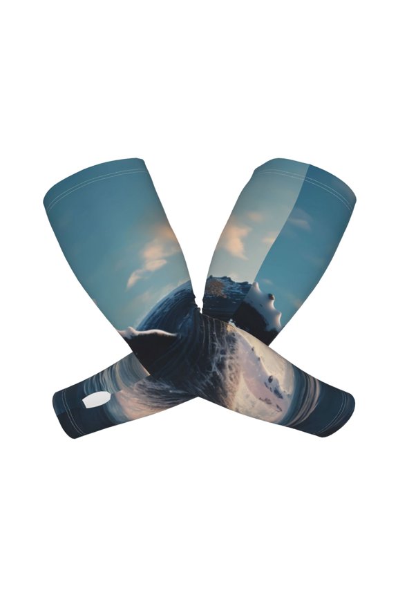 Dancing Whale Arm Sleeves for Men and Women - Tattoo Cover Up UPF 50+ Cooling Sports Sleeve for Basketball Golf Football-One Size