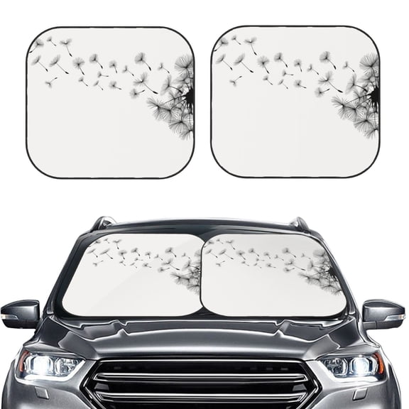 Picia Dandelion Blowing In The Wind 2 Piece Car Windshield Sun Shade Foldable | Foldable Sun Shield for Front Window Blocks UV Rays and Keeps Your Vehicle Cool-Large
