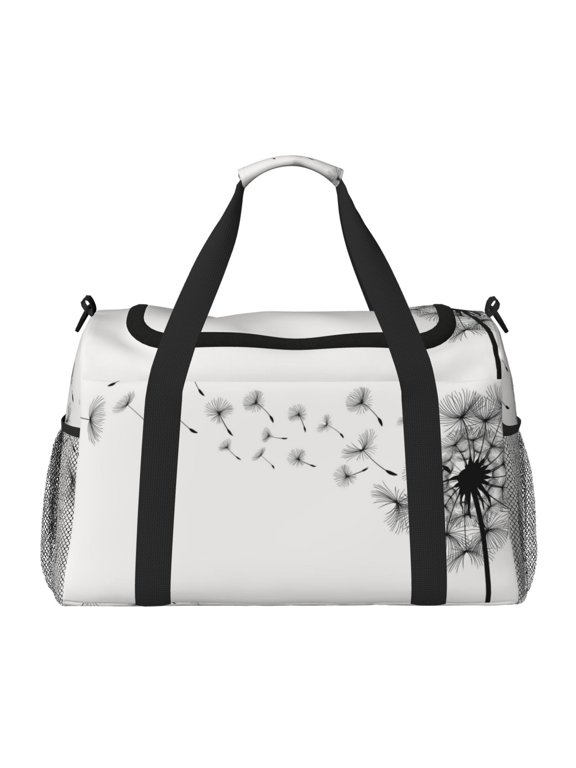 Dandelion Blowing In The Wind Print Travel Duffle Bag,Weekender Bags for Women with Shoe Compartment, Gym Duffel Bag with Wet Pocket, Hospital Bags for Labor and Delivery
