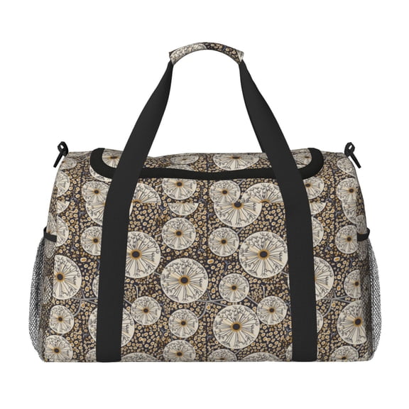 Picia Dandelion Flower Print Travel Duffle Bag,Weekender Bags for Women with Shoe Compartment, Gym Duffel Bag with Wet Pocket, Hospital Bags for Labor and Delivery