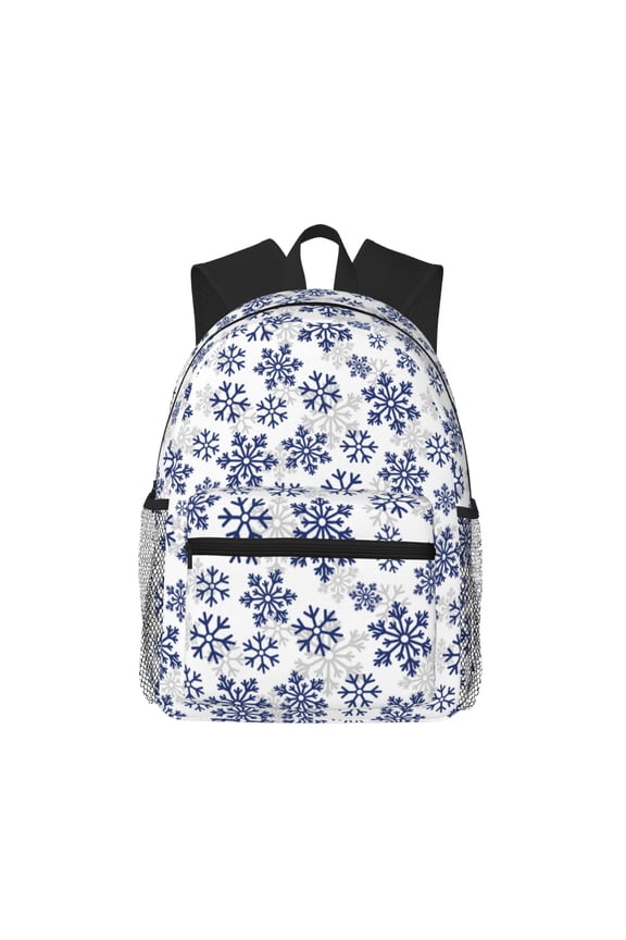 Dark Blue Snowflakes Large Capacity Backpack Classic Style Backpack Casual Backpack Water-Resistant School Work Travel Outdoor Backpack