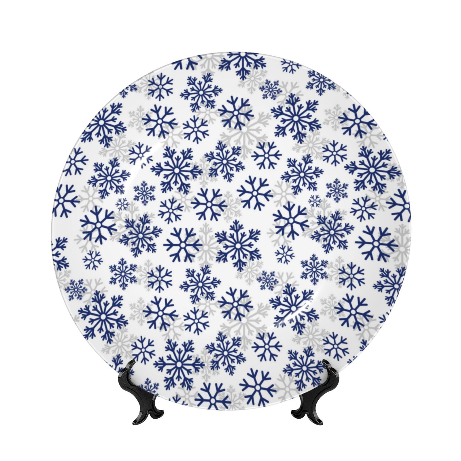Picia Dark Blue Snowflakes Pattern Bone China Decorative Plate – Wall ...