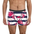 thumbnail image 1 of Picia Dark Blue Stripes and Pink Flamingos Pattern Men’s Boxer Briefs – Soft & Breathable Underwear, Stretchy & Comfortable Fit, Supportive Pouch Design, Moisture-Wicking-Large, 1 of 5