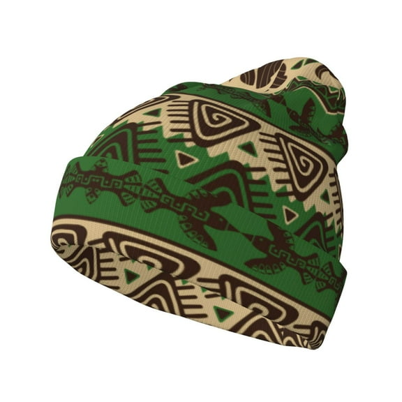 Picia Dark Green Vintage Corn Pattern Pattern Knitted Beanie Hat for Men and Women , Unisex Winter Warm Stretchy Knit Cap Thick Fisherman Beanies Cuffed Plain Skull Caps