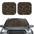 thumbnail image 1 of Picia Decorative Feathers 2 Piece Car Windshield Sun Shade Foldable | Foldable Sun Shield for Front Window Blocks UV Rays and Keeps Your Vehicle Cool-Small, 1 of 7