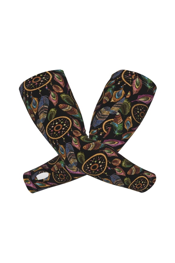 Decorative Feathers Arm Sleeves for Men and Women - Tattoo Cover Up UPF 50+ Cooling Sports Sleeve for Basketball Golf Football-One Size