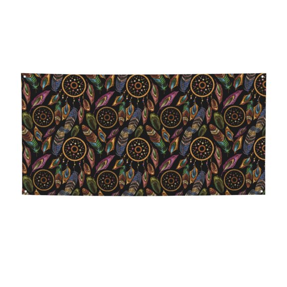 Picia Decorative Feathers Pattern Party Banner, Festive Decoration, Holiday Banner, Celebration Decor, Event Banner, Reusable Party Banner-Medium