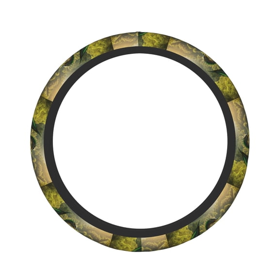 Picia Deep Forest Stone Green Dragon Car Steering Wheel Cover, Non-Slip, Breathable, Universal 15 inch