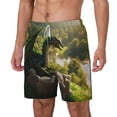 thumbnail image 1 of Picia Deep Forest Stone Green Dragon pattern Mens Swim Trunks with Compression Liner Stretch Beach Shorts Quick Dry with Zipper Pockets No-Chafing Board Shorts-XX-Large, 1 of 9