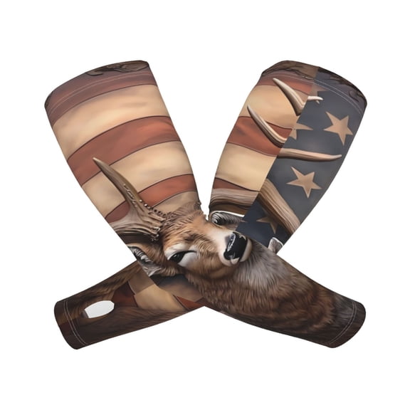 Picia Deer American Flag Wall Arm Sleeves for Men and Women - Tattoo Cover Up UPF 50+ Cooling Sports Sleeve for Basketball Golf Football-One Size