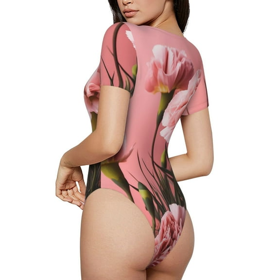 Picia Delicate Pink Carnations A Womens One Piece Swimsuits Modest Tummy Control Bathing Suits Lace Up Slimming Swim Suit-Small