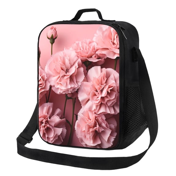 Picia Delicate Pink Carnations Lunch box Lunch bag for men women Large capacity Lunchbox Reusable Lunch bags Insulated Lunch bag Lunch box cooler