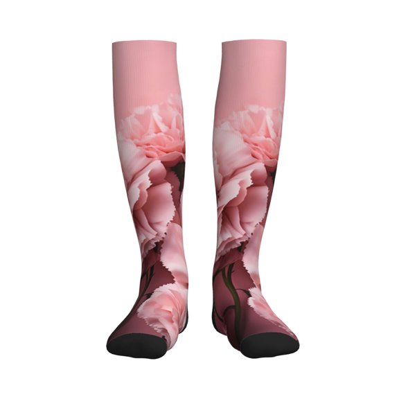 Picia Delicate Pink Carnations Printed Sports Compression Socks - 15-20mmHg Graduated Compression, High-Performance Soft and Breathable Socks for Men and Women