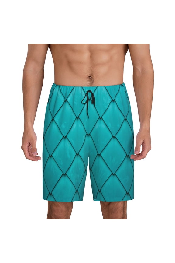 Diamond Shaped Pattern Pajama Shorts for Men, Men's Pajama Bottoms, Sleepwear,Short Pajama Pants-Medium