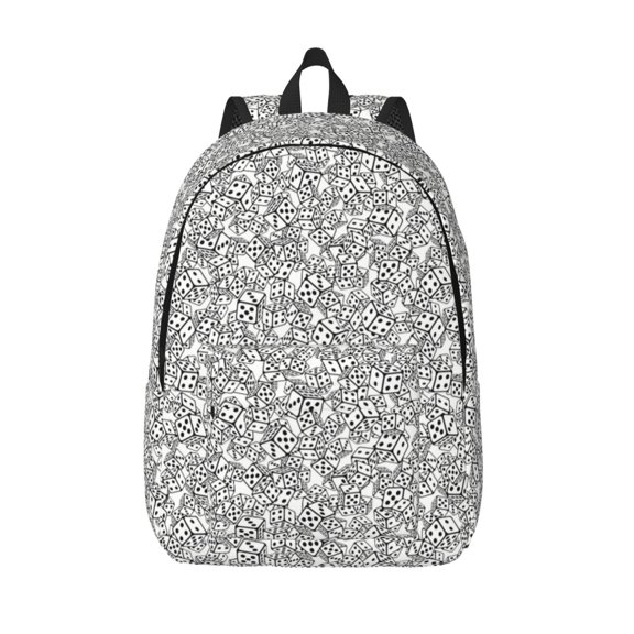 Picia Dice Cubes Printed Canvas Daypack - Stylish and Durable Vintage Compact Backpack - Class, Work, Travel, or Laptop Bookbag,Organized Compartments-Small