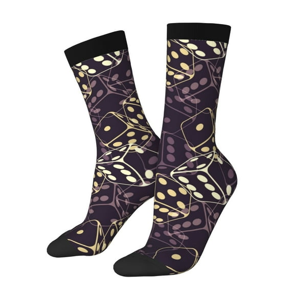 Picia Dice Print Athletic Socks for Men & Women – Cushioned Moisture-Wicking Crew Socks for Sports, Running, and Training, Soft & Breathable Size 5-11