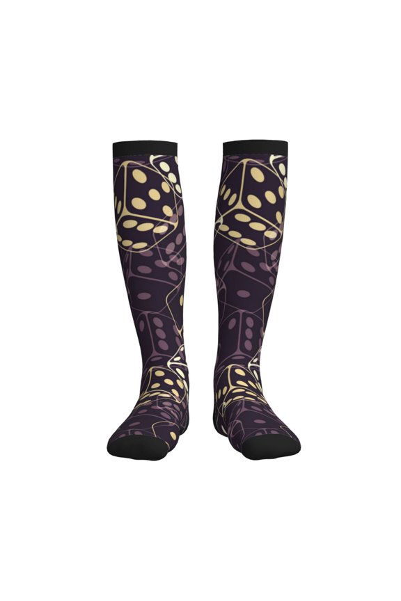 Dice Printed Sports Compression Socks - 15-20mmHg Graduated Compression, High-Performance Soft and Breathable Socks for Men and Women