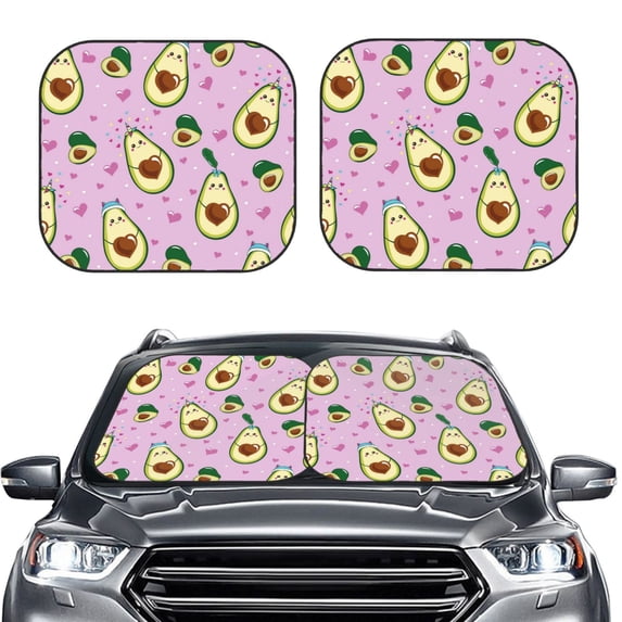 Picia Different Avocados 2 Piece Car Windshield Sun Shade Foldable | Foldable Sun Shield for Front Window Blocks UV Rays and Keeps Your Vehicle Cool-
