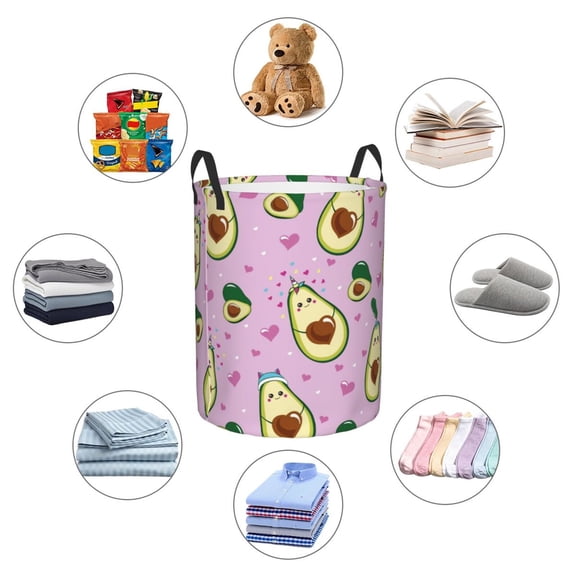 Picia Different Avocados Large Laundry Basket, Waterproof, Freestanding Laundry Hamper, Collapsible Tall Clothes Hamper with Extended Handles-Small