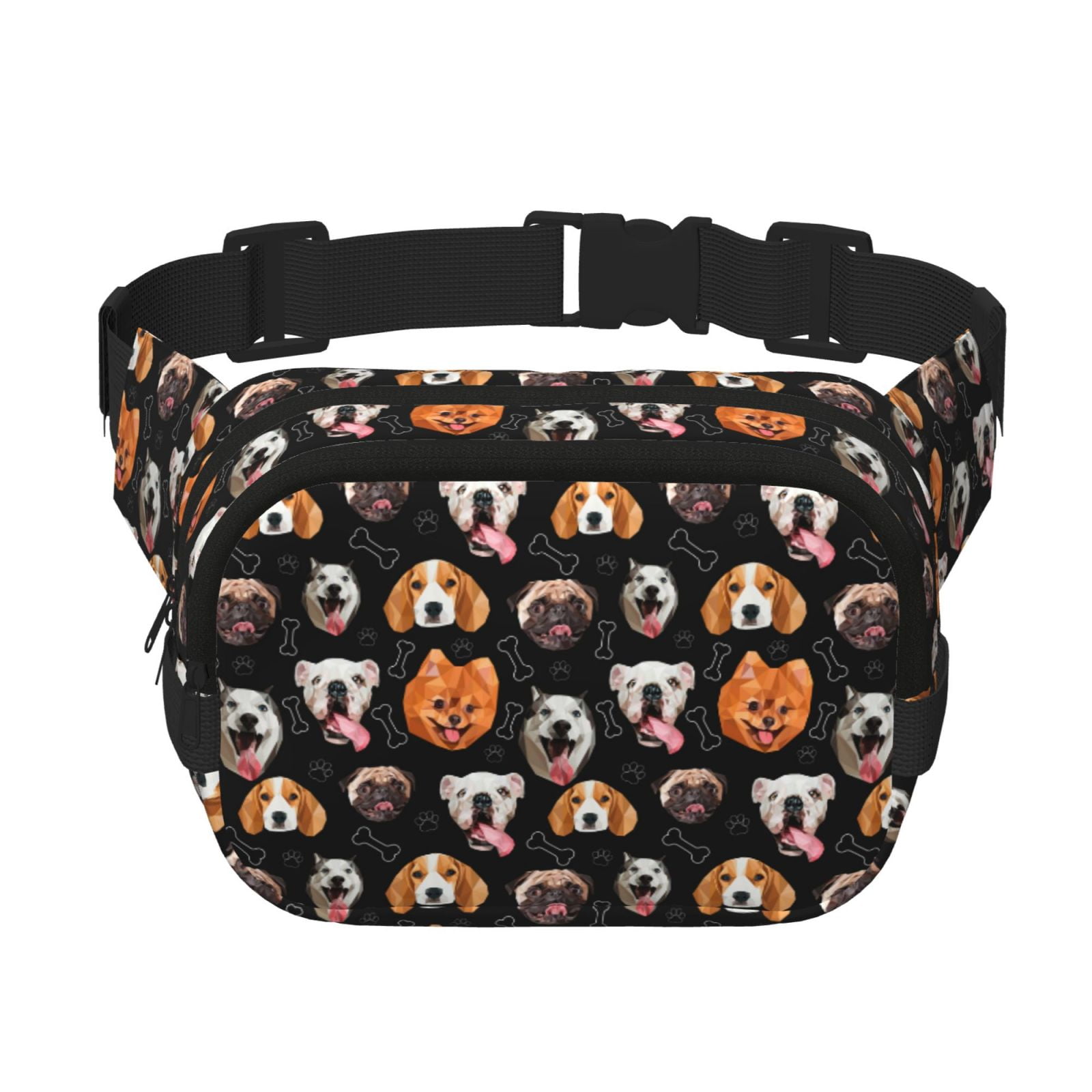 Picia Different Breeds Of Dogs Print Square Double-Layer Waist Bag Mini Adjustable Waist Belt Bag Exercise Running Travel Hiking