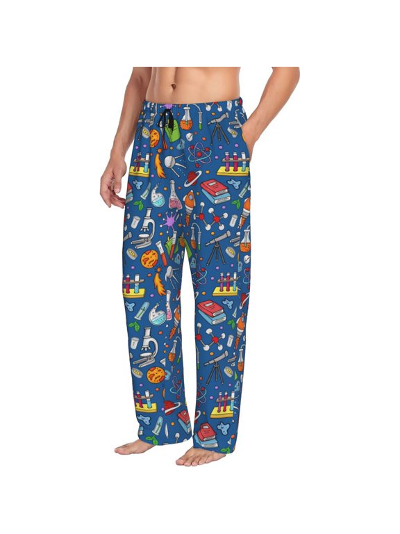 Different Chemical Things Mens Soft Woven Cotton Elastic Waistband Sleep Pajama Pant Lounge Sleep Pant With Pockets And Drawstring-Medium