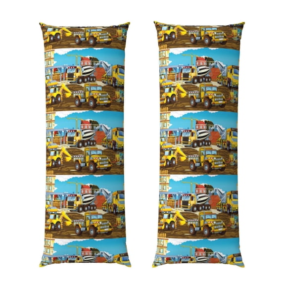 Picia Different Construction Site Vehicles Body Pillow Cover - Super Soft Microfiber 20x54 Body Pillow Case - Envelope Closure, Wrinkle, Stain Resistant Body Pillow Cover,Elegant Bedding