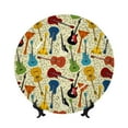 thumbnail image 1 of Picia Different Kind Of Guitars Pattern Bone China Decorative Plate – Wall Decor with Stand and Adhesive, Elegant Ornament for Living Room, Office, or Entryway-8in, 1 of 6