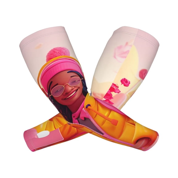 Picia Digital Nomad Pink Landscape Arm Sleeves for Men and Women - Tattoo Cover Up UPF 50+ Cooling Sports Sleeve for Basketball Golf Football-One Size