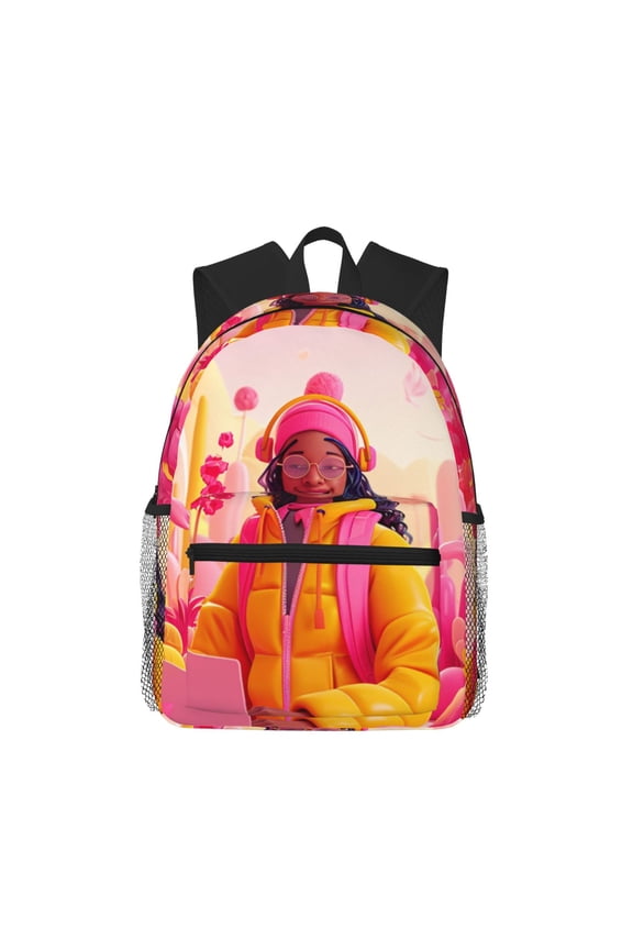 Digital Nomad Pink Landscape Large Capacity Backpack Classic Style Backpack Casual Backpack Water-Resistant School Work Travel Outdoor Backpack