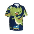 thumbnail image 1 of Picia Dino Playing Roller Skate Gentle Cotton Regular Fit Short Sleeve Casual Hawaiian Shirt for Men-Medium, 1 of 9