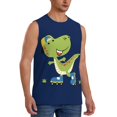 thumbnail image 1 of Picia Dino Playing Roller Skate mens Cotton Tank Undershirts , Moisture-wicking Ribbed Tanks, Lightweight Cotton Tank Undershirts-Small, 1 of 8