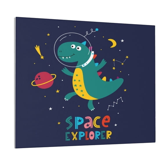 Picia Dinosau Space Explorer Pattern Decorative Picture – Unique Wall Art, Modern Canvas Print for Trendy Interiors (Horizontal)