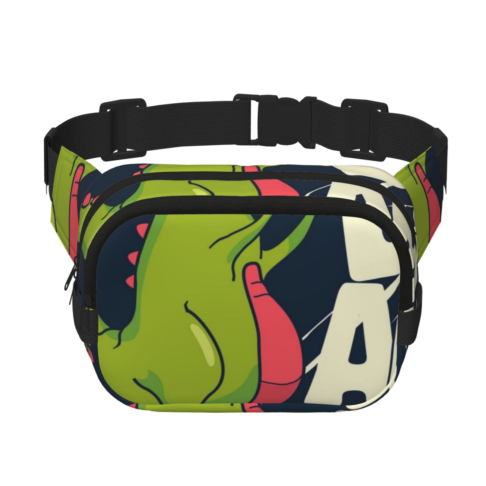 Picia Dinosaur Basketball Player Print Square Double-Layer Waist Bag Mini Adjustable Waist Belt Bag Exercise Running Travel Hiking