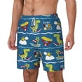 thumbnail image 1 of Picia Dinosaur on the Beach Vacation pattern Mens Swim Trunks with Compression Liner Stretch Beach Shorts Quick Dry with Zipper Pockets No-Chafing Board Shorts-XX-Large, 1 of 9