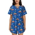 thumbnail image 1 of Picia Dinosaur Driving Pajamas Sets for Women Soft Short-Sleeved Pjs with Lounge Shorts Two Piece Sleepwear-4X-Large, 1 of 9