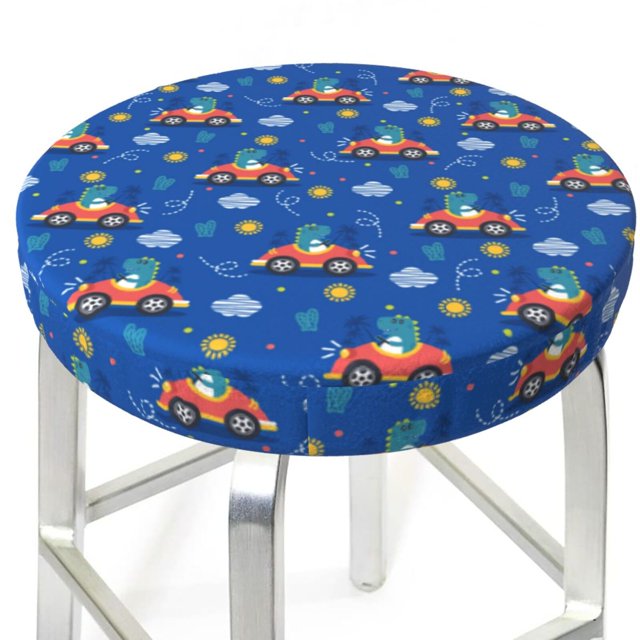 Picia Dinosaur Driving pattern Round Stool Covers Comfy Seat Covers