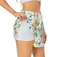 thumbnail image 1 of Picia Dinosaur Pattern Women's 2 in 1 Athletic Running Shorts High Waisted Workout Casual Gym Sweat Shorts with Comfy Liner Zipper Pockets-Medium, 1 of 9
