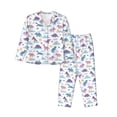thumbnail image 1 of Picia Dinosaur Pattern Women’s Long-Sleeve Sleepwear Set - Soft 2-Piece Loungewear with Pockets, Comfy PJs for Relaxing Nights-Small, 1 of 7