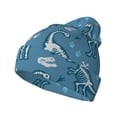 thumbnail image 1 of Picia Dinosaur Skull Pattern Knitted Beanie Hat for Men and Women , Unisex Winter Warm Stretchy Knit Cap Thick Fisherman Beanies Cuffed Plain Skull Caps, 1 of 6