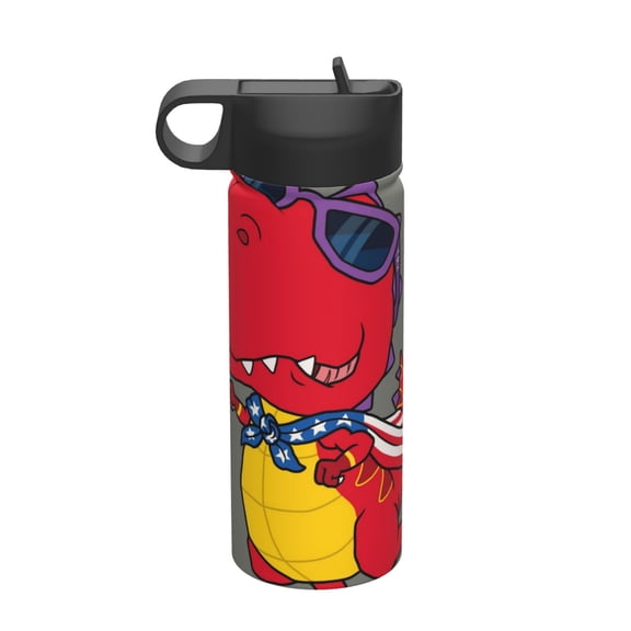 Picia Dinosaur Super Hero Cartoon Pattern 18oz Sports Insulated Kettle With Straw Insulated Water Bottle For Running Hiking Cycling Climbing Men'S Woman Insulated Water Bottle