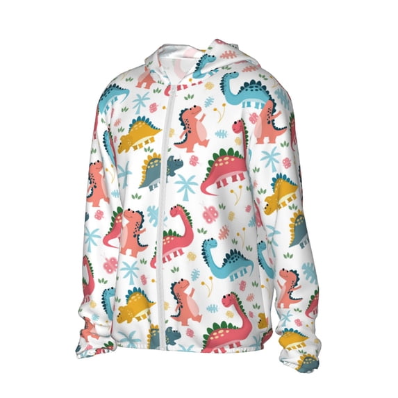 Picia Dinosaur Women's Men's UPF 50+ Sun Protection Hoodie Shirt Long Sleeve SPF Fishing Outdoor UV Hiking Lightweight Shirts-X-Large
