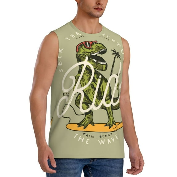 Picia Dinosaur mens Cotton Tank Undershirts , Moisture-wicking Ribbed Tanks, Lightweight Cotton Tank Undershirts-X-Large