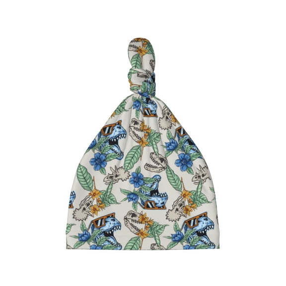 Picia Dinosaurs And Leaves Printed Preemie Hats for Baby Girls Cotton Premature Knot Hats Newborn Hospital Cap Warm Knot Beanie Nicu for Preemie Girls and Boys