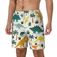 thumbnail image 1 of Picia Dinosaurs and Tropical Leaves pattern Mens Swim Trunks with Compression Liner Stretch Beach Shorts Quick Dry with Zipper Pockets No-Chafing Board Shorts-Small, 1 of 9